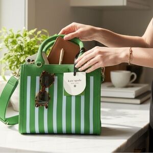 Kate Spade Vibrant Green and White Tote